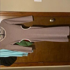 Stripped long sleeve midi dress